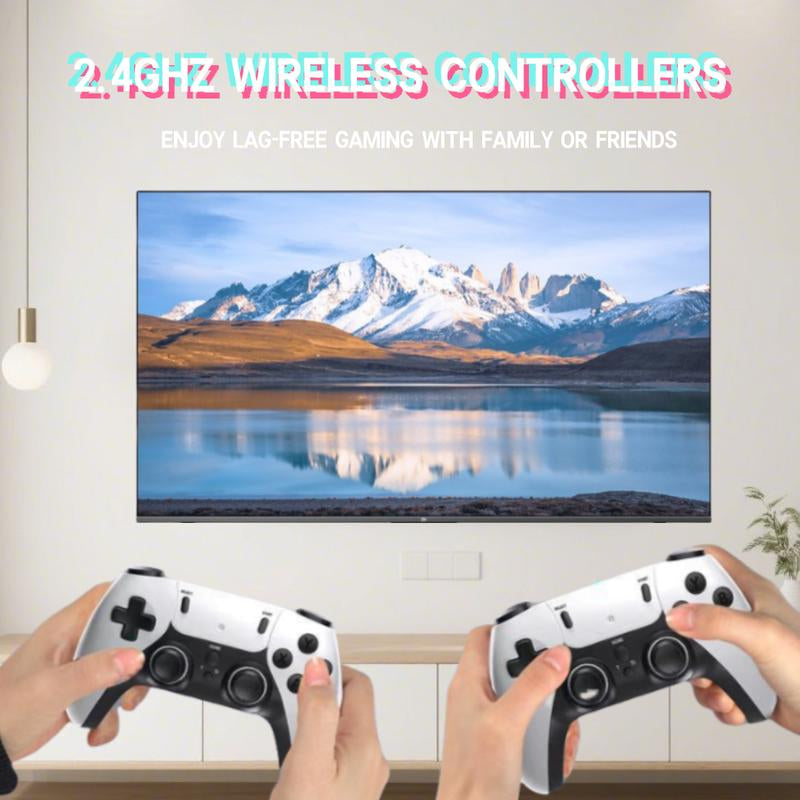 20000+ Games Wireless Retro Game Stick, Play Video Game Console with 4K HDMI Output Video Game Stick and 64GB TF Card Vintage Game Stick Built in 23 Emulators Plug 2.4Ghz Wireless Controllers Suitable for Players of All Ages Gaming Set Gaming Items