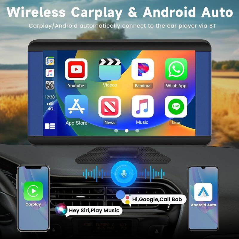 2025 Latest Portable Car-Mounted Carplay Screen, 7-Inch Touch Screen Supports Wireless Carplay