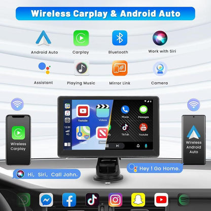 2025 Latest Portable Car-Mounted Carplay Screen, 7-Inch Touch Screen Supports Wireless Carplay