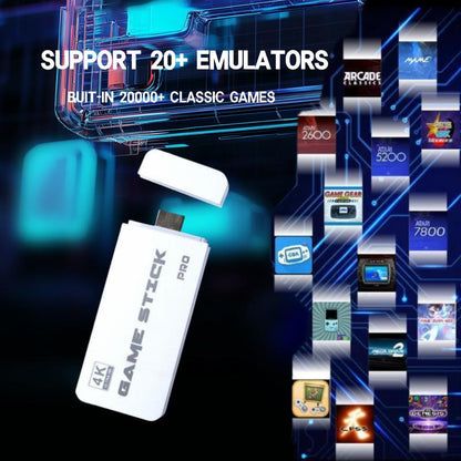 20000+ Games Wireless Retro Game Stick, Play Video Game Console with 4K HDMI Output Video Game Stick and 64GB TF Card Vintage Game Stick Built in 23 Emulators Plug 2.4Ghz Wireless Controllers Suitable for Players of All Ages Gaming Set Gaming Items